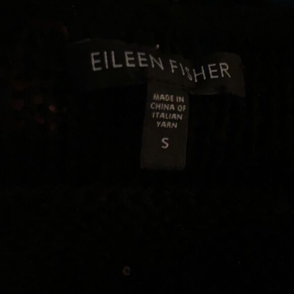 EILEEN FISHER Black Bateau Chainmail Sequin Sweater - Picture 3 of 4